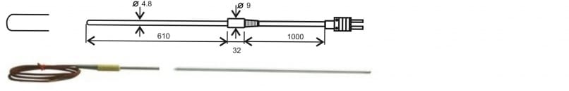 Sonde d'insertion du thermocouple "K" GT1150