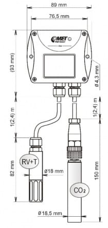 WebSensor - Hygromètre de thermomètre à concentration de CO2 déporté avec interface Ethernet